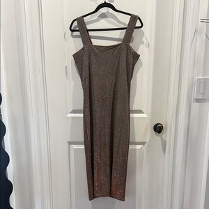 Bardot Elegant Iridescent Gold Glitter Dress Size 12